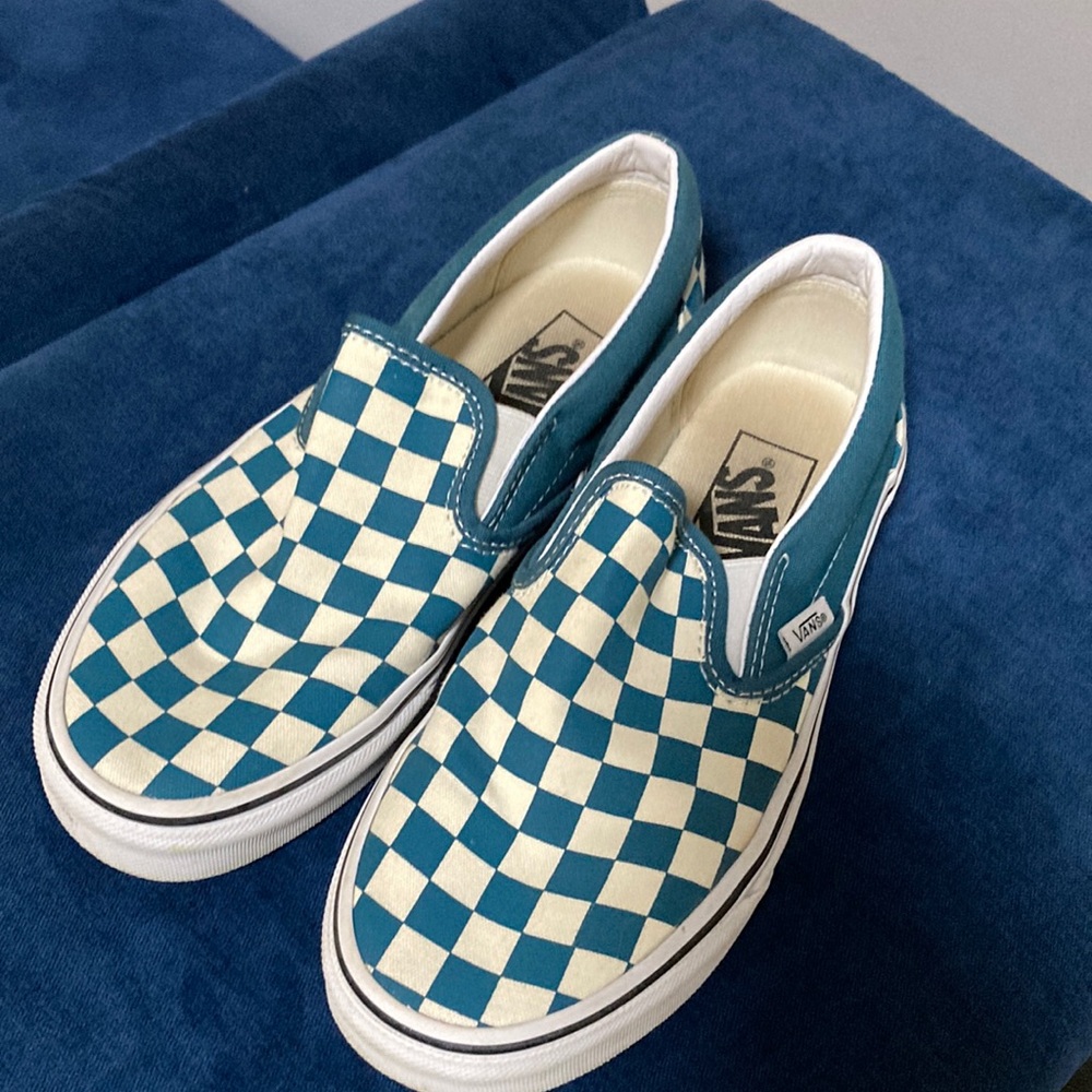 CHECKERBOARD CLASSIC SLIP-ON SHOE sz 7 Teal